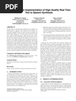 Download Scalable Mobile Implementation of High Quality Real Time Text to Speech Synthesis by CereProc SN100218828 doc pdf