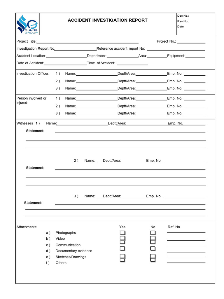 HSE FRM-32 Accident Investigation Report | PDF