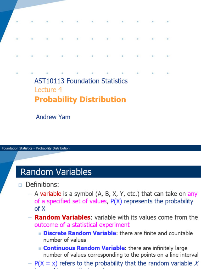 Lec04 - Probability Distribution PDF | PDF | Probability Distribution ...