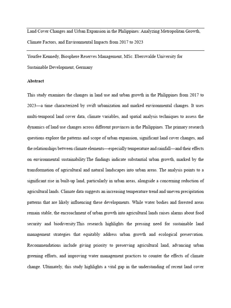Land Cover Changes and Urban Expansion in The Philippines Analyzing ...