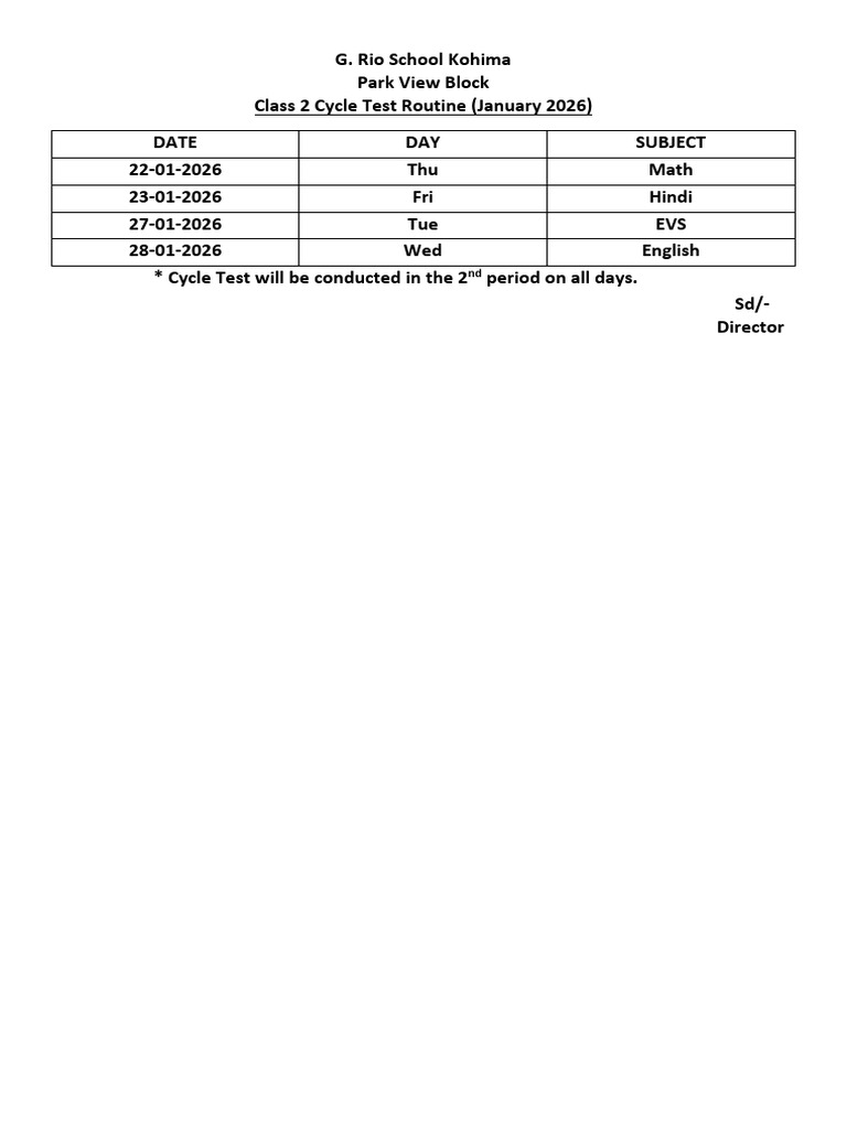 CL 2 January Cycle Test Routine 2026 | PDF