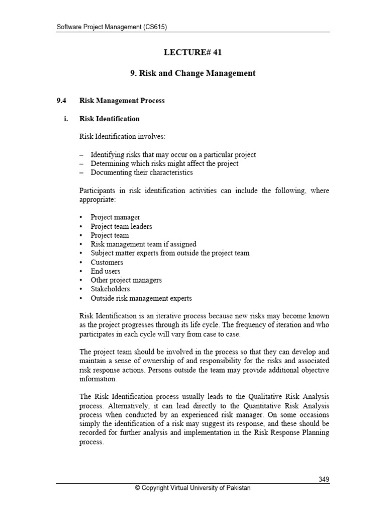 Risk and Change Management | PDF | Risk Management | Risk
