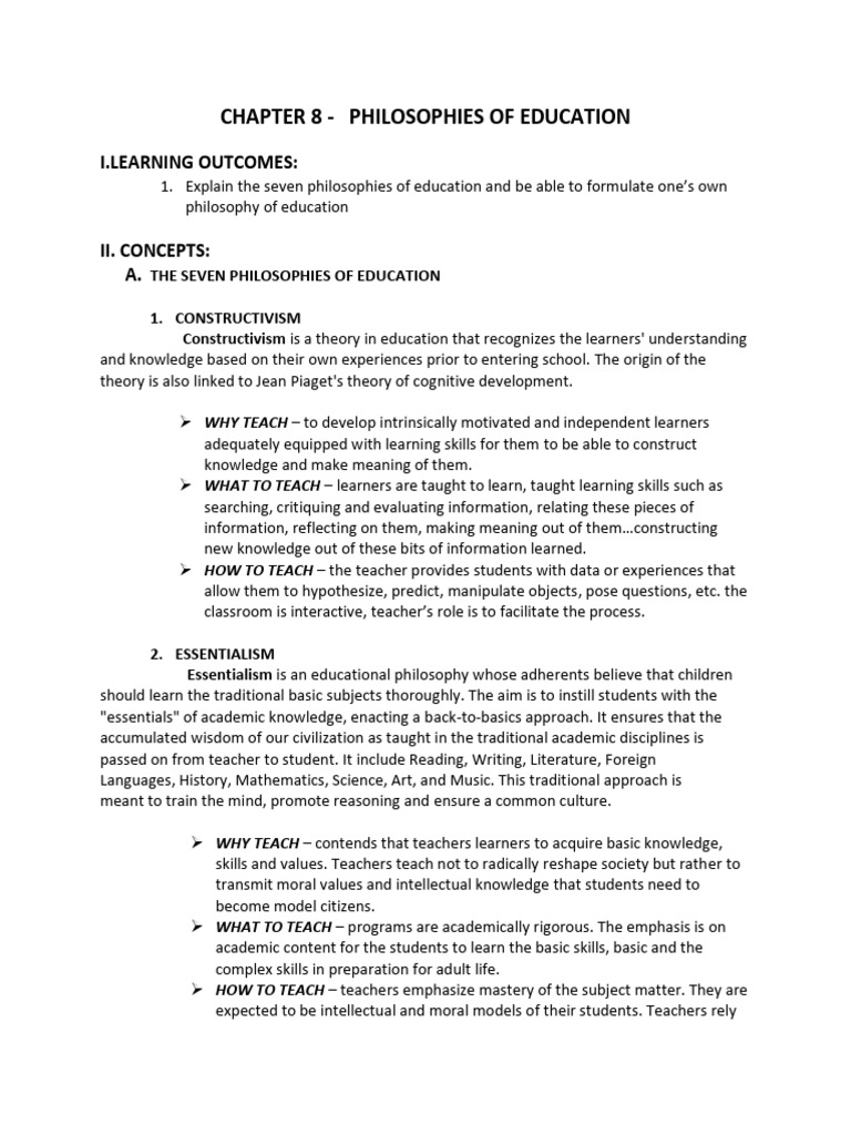 Module 8 - Philosophy | PDF | Learning | Philosophy Of Education
