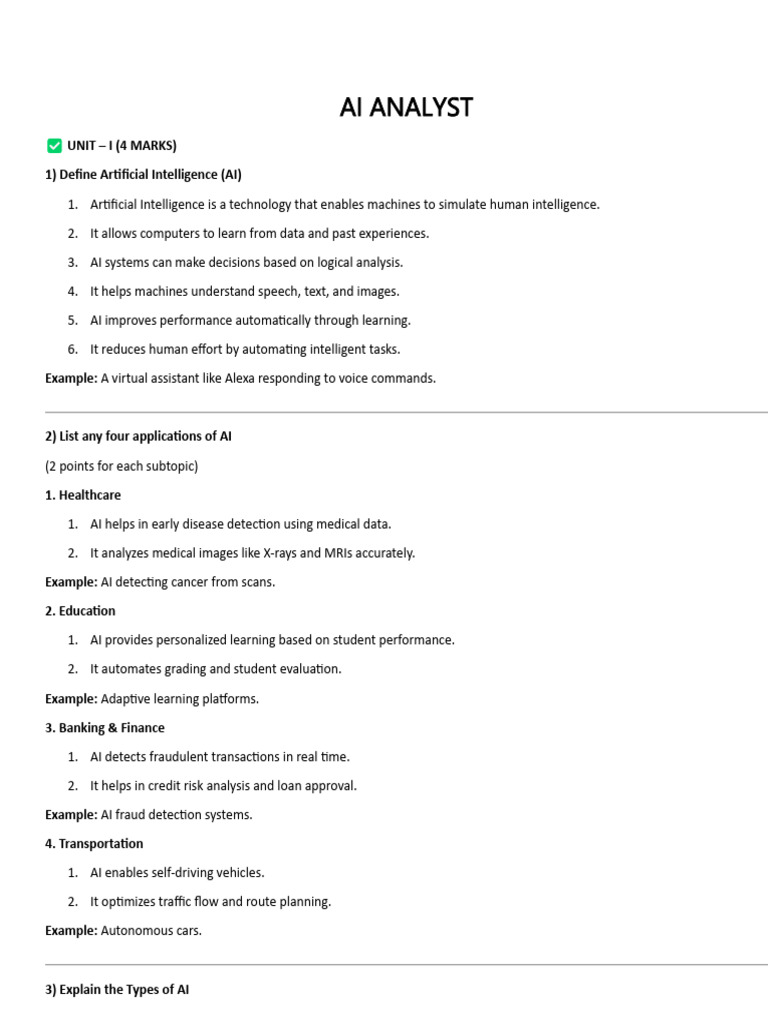 Ai Analyst Question With Answers | PDF | Artificial Intelligence ...