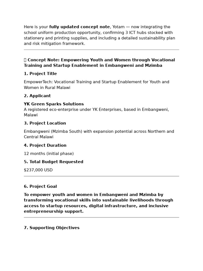 Fully Updated Concept Note | PDF | Vocational Education | Climate ...