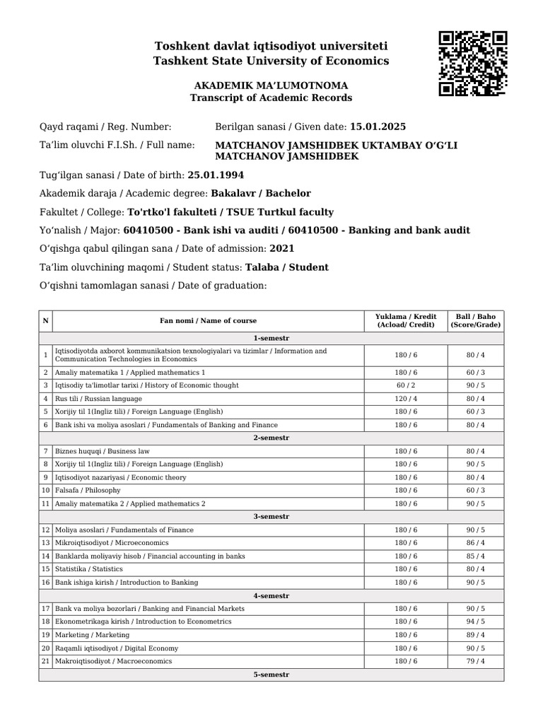 Transkript 324211100760 | PDF | Business Economics | Economics