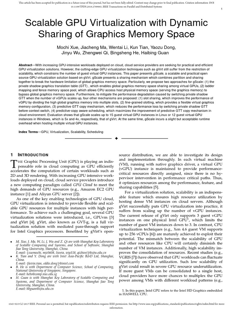 Scalable GPU Virtualization With Dynamic | PDF | Virtualization ...