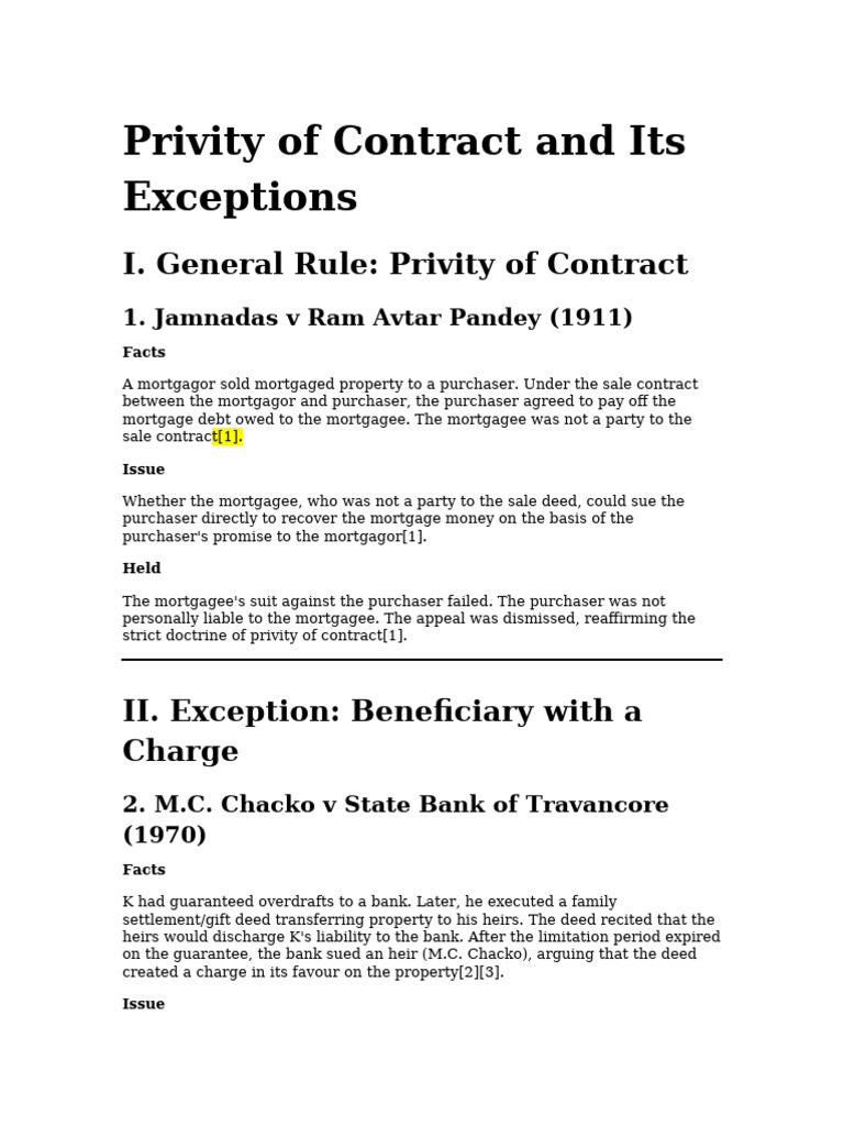 Privity of Contract | PDF | Mortgage Law | Covenant (Law)
