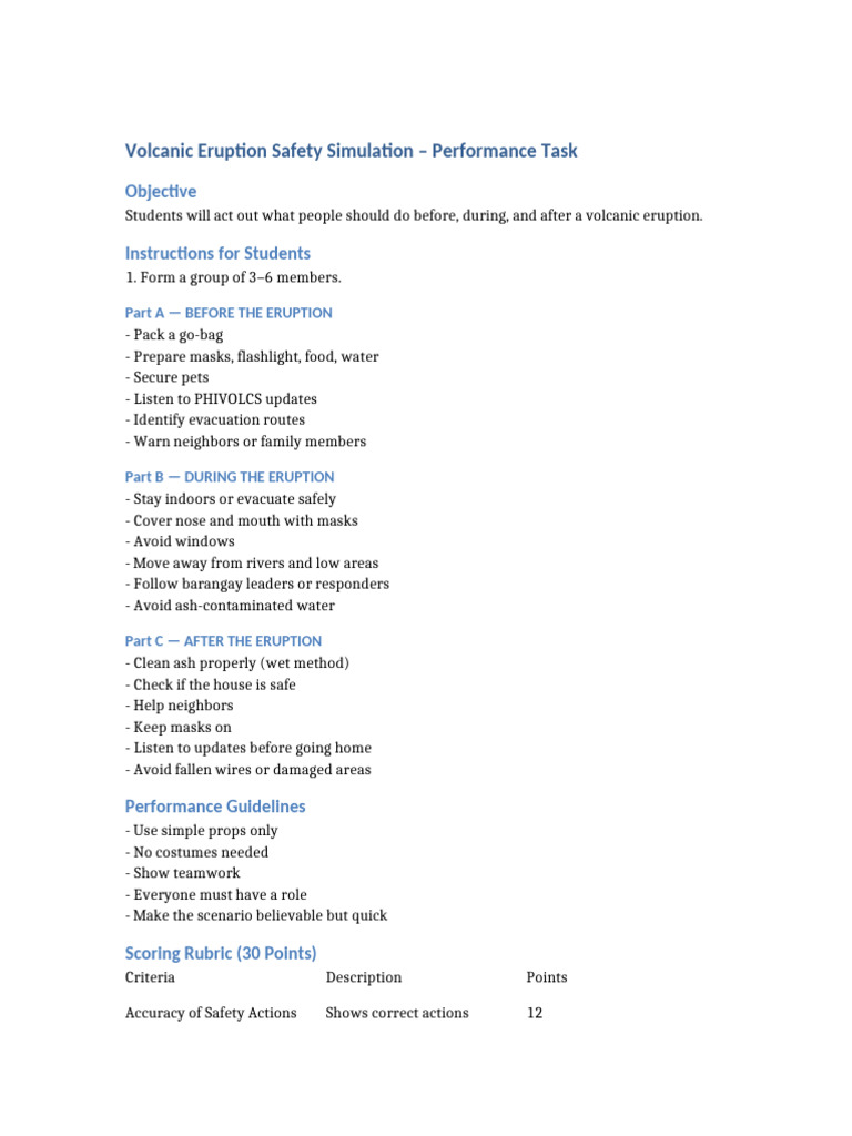 Volcanic Eruption Simulation Task | PDF