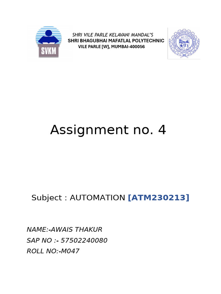 Automation Assignment No 4 | PDF | Welding | Construction