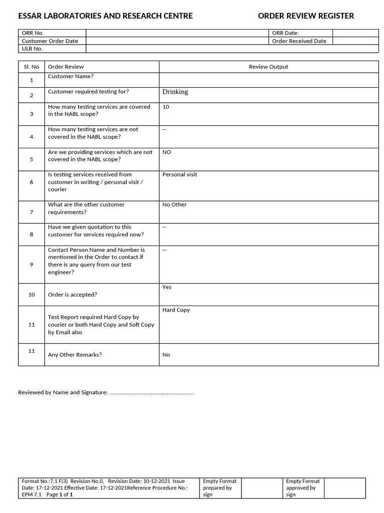 7.1 F3 Order Review Register | PDF
