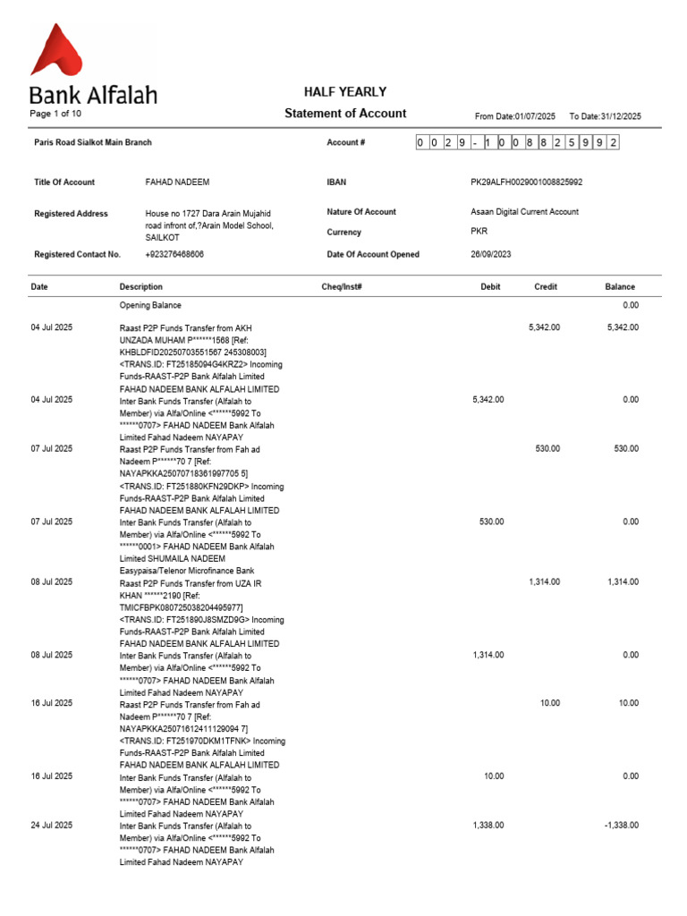 Account Statement - 09-Jan-26 - Baaiicfjjc - Unlocked - Removed | PDF ...