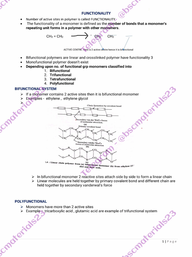 Unit-1 Functionality and Importance of Polymer | PDF