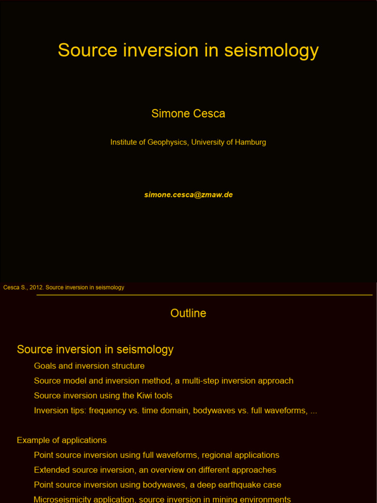 Source Inversion in Seismology | PDF | Inverse Problem | Seismology