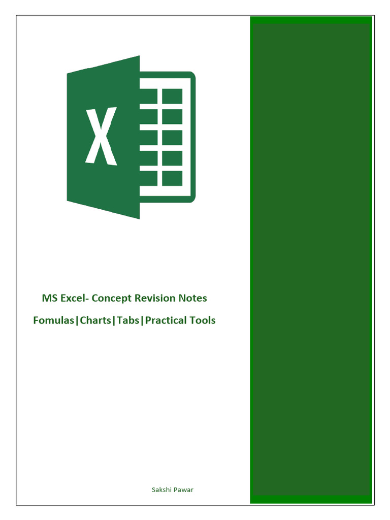 MS Excel - Concept Revision Notes | PDF | Microsoft Excel | Visual ...