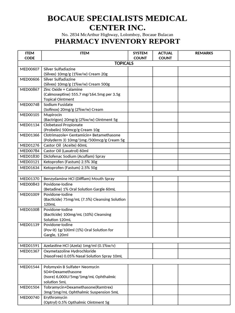 Inventory (Topicals, Etc) | PDF | Chemical Compounds | Chemical Substances