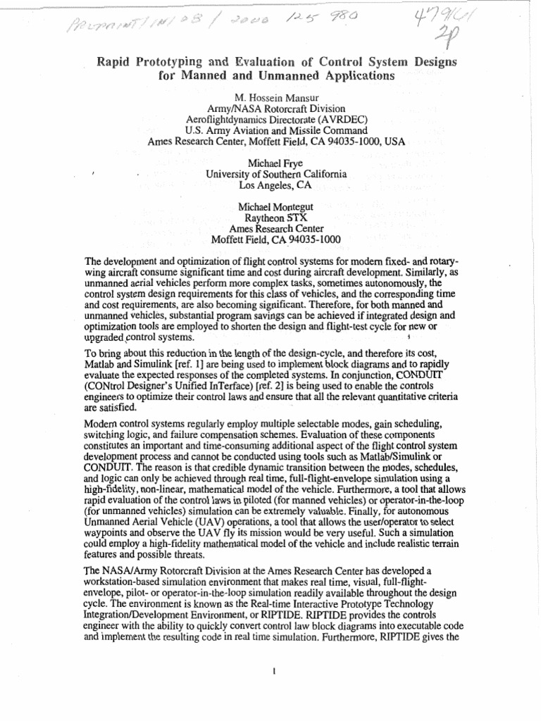 Rapid Prototyping and Evaluation of Control System Designs | PDF ...