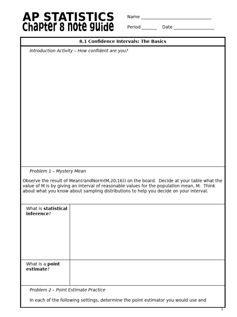 APS U08 Guided Notes | PDF | Confidence Interval | Opinion Poll
