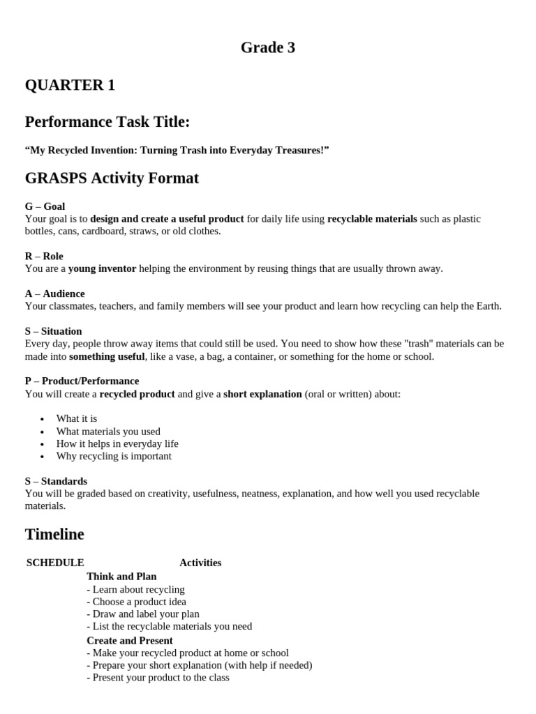Quarterly Performance Task Revised K To 12 Science | PDF | Compost ...