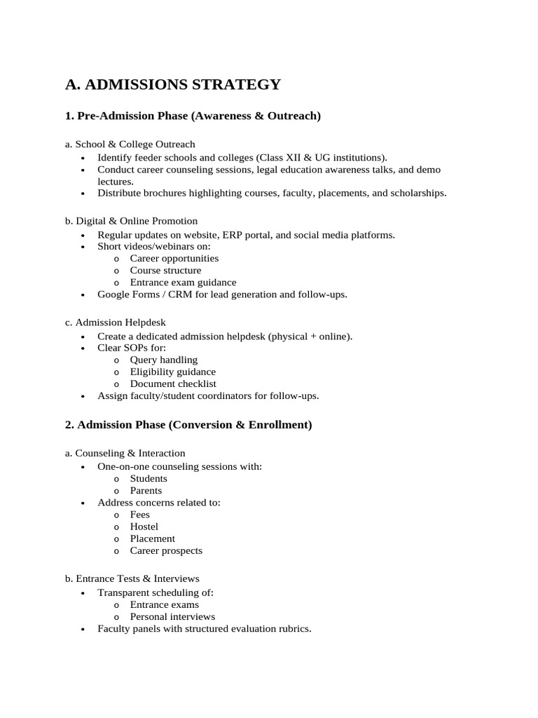 Admission Strategy | PDF