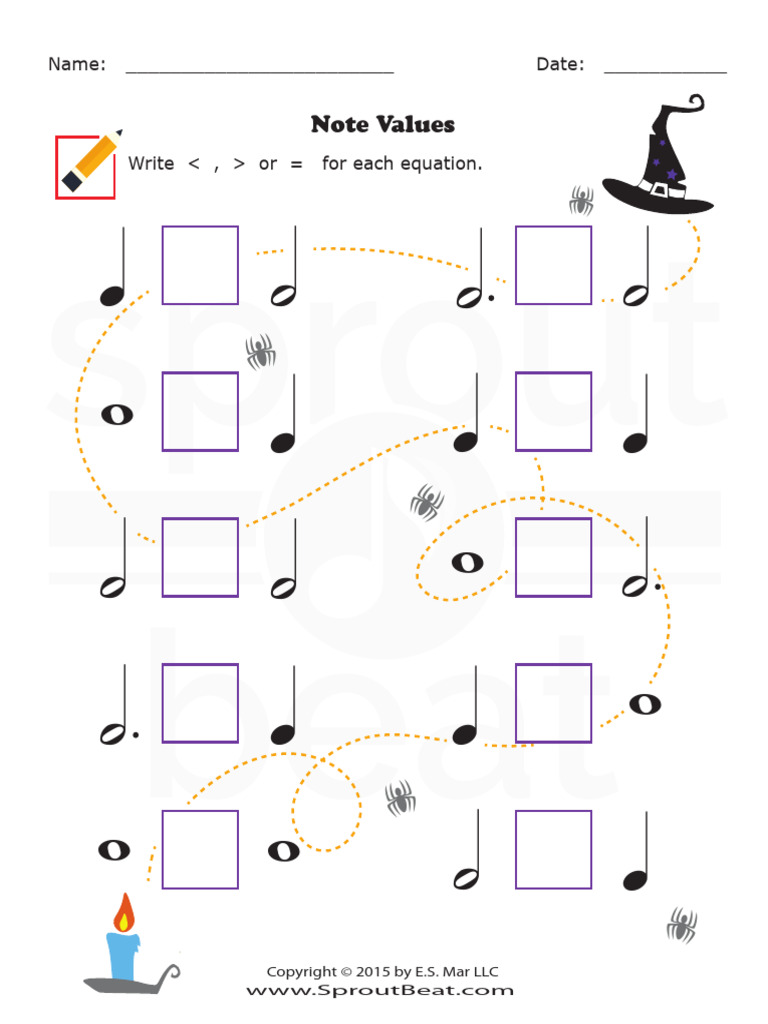 Music Worksheets Halloween Note Value 001 | PDF