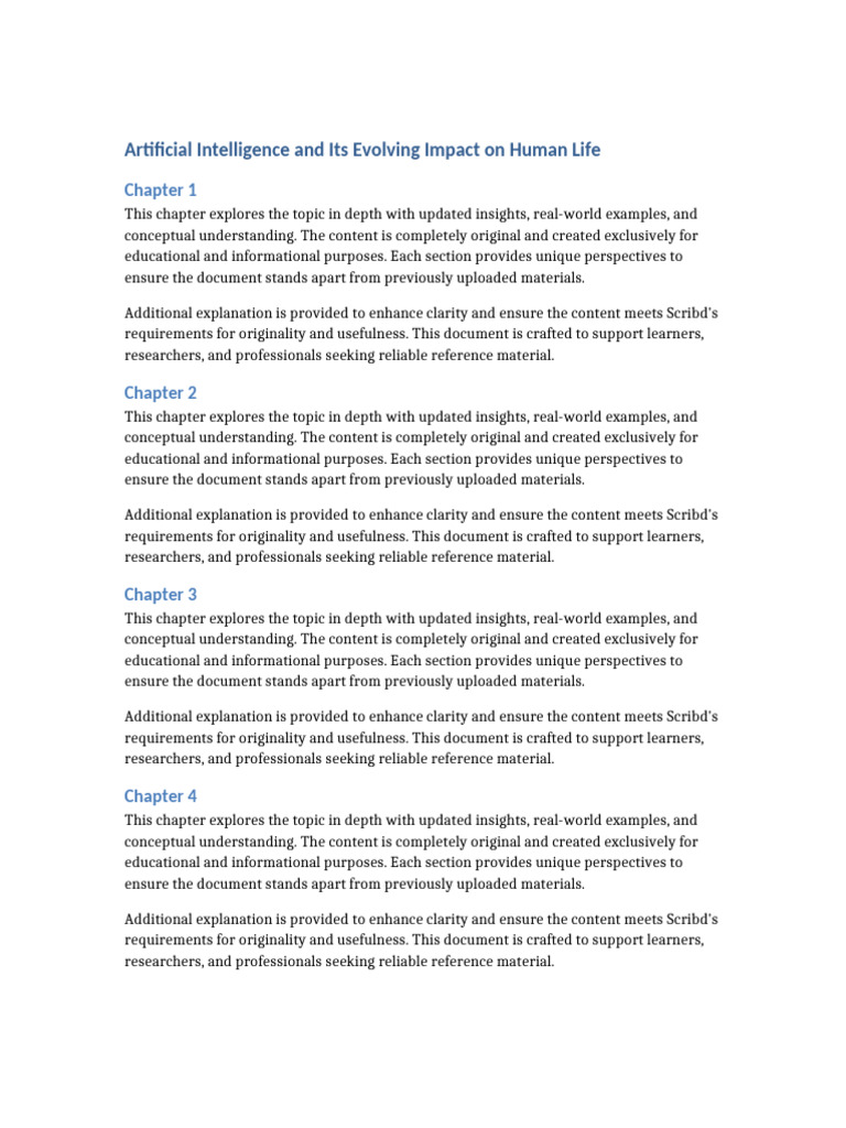 Artificial Intelligence and Its Evolving Impact On Human Life | PDF ...