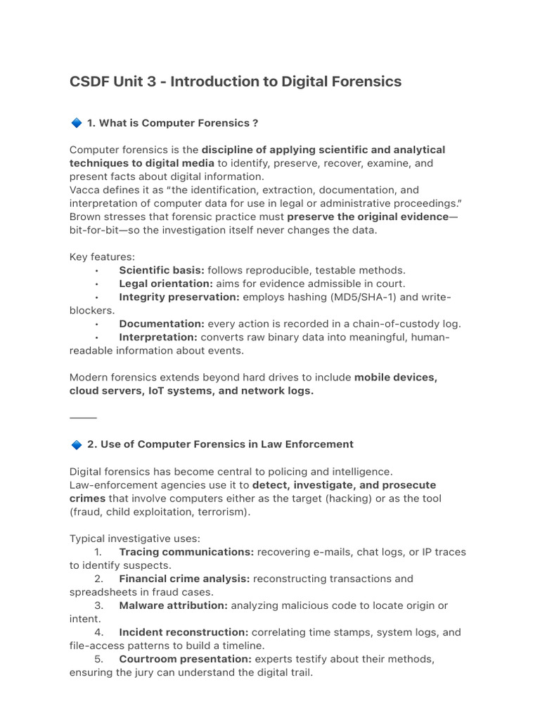 CSDF Units | PDF | Digital Forensics | Computer Forensics