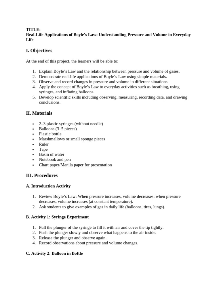 Real Life Applications | PDF | Balloon | Gases