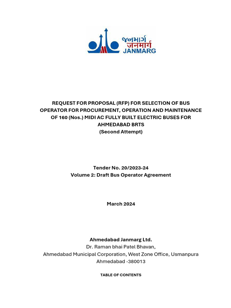 VOL-II-Draft Bus Operator Agreement - ReTender - v3 | PDF | Bus