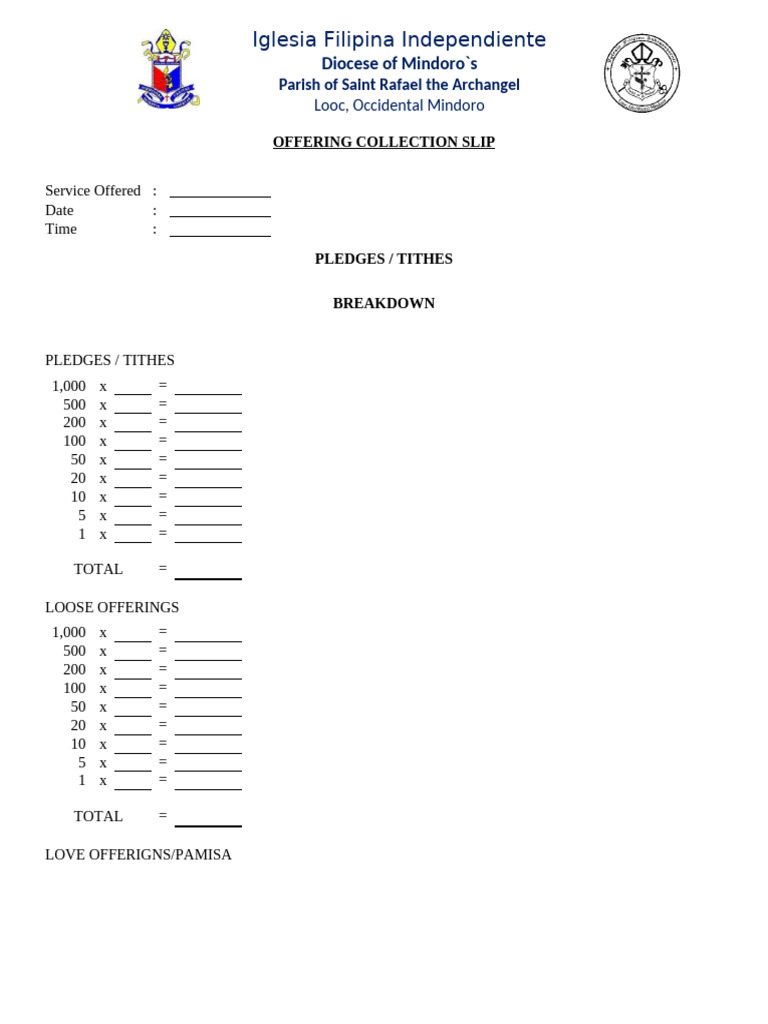 Offering Collection Slip | PDF
