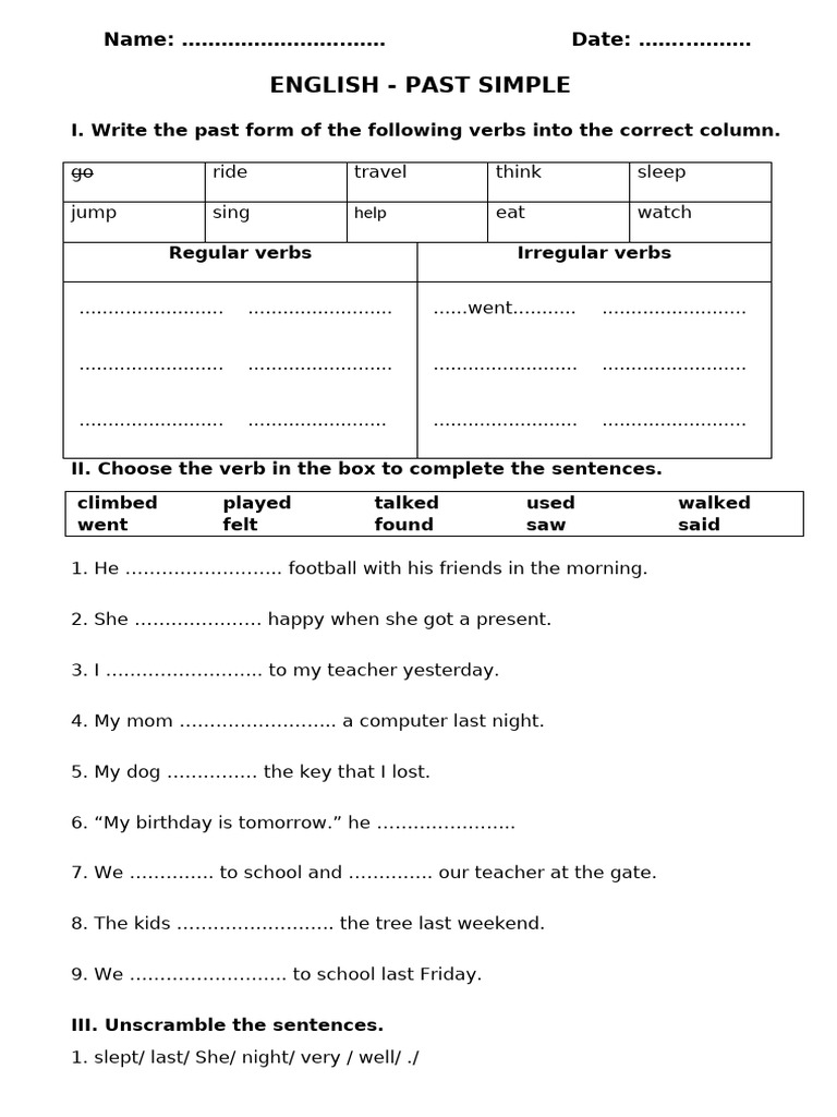 101 English Past Simple | PDF