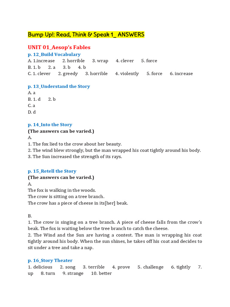 Bump Up Book 1 - Answers | PDF | Dorothy Gale | Scarecrow (Oz)