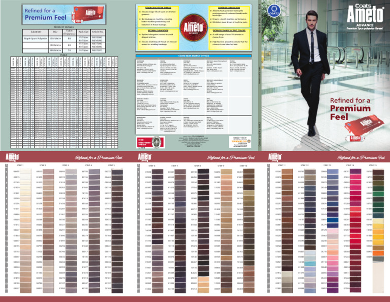 Ameto Advance Shade Card | PDF | Seam (Sewing) | Textile Arts