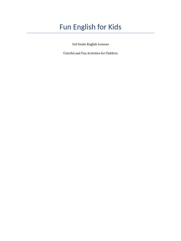 Fun English For Kids Classes 1 To 12 | PDF