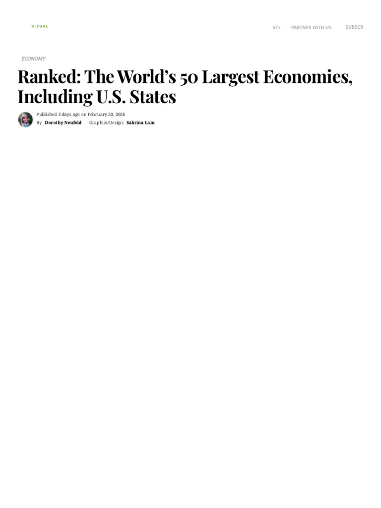 Ranked - The World's 50 Largest Economies, Including U.S. States | PDF ...