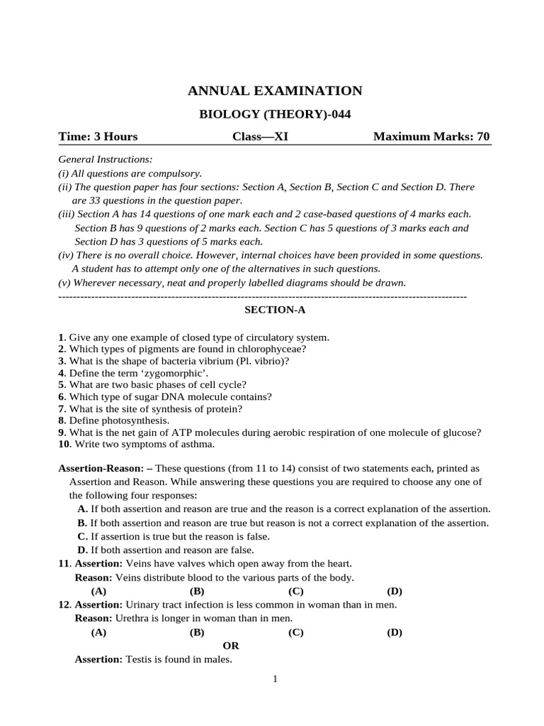 Sample Paper Bio 3 | PDF | Cellular Respiration | Carbon Dioxide