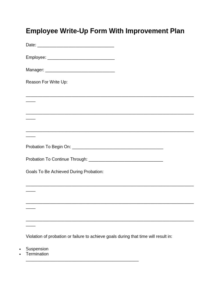Employee Write Up Form 06 | PDF
