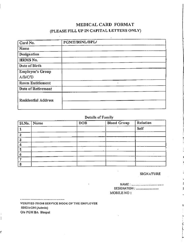 Medical Card & ID Card Format | PDF