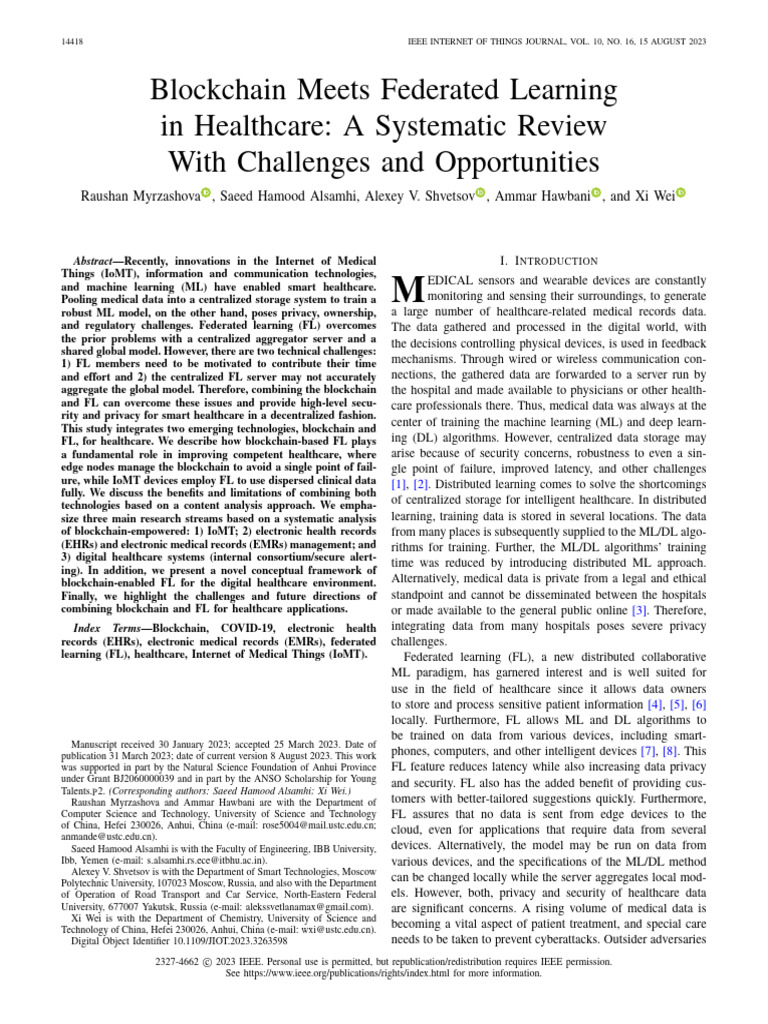 Blockchain Meets Federated Learning in Healthcare A Systematic Review ...