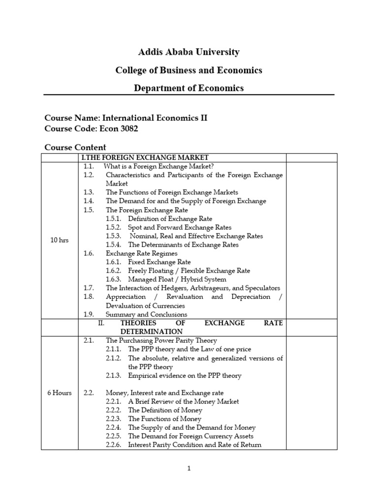 Course Outline - International Economics II | PDF | Exchange Rate ...
