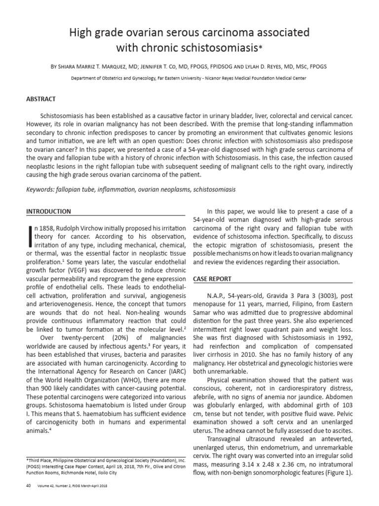 High Grade Ovarian Serous Carcinoma Associated With Chronic ...