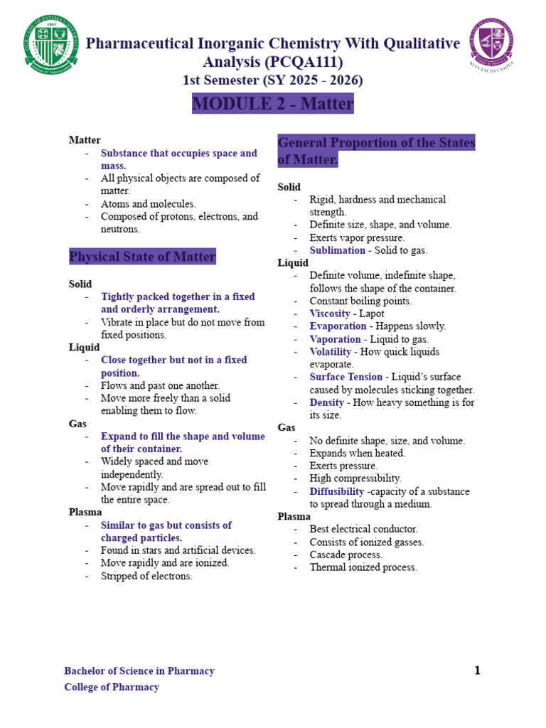 Module 2 - Inorganic Chemistry Reviewer | PDF | Gases | Liquids