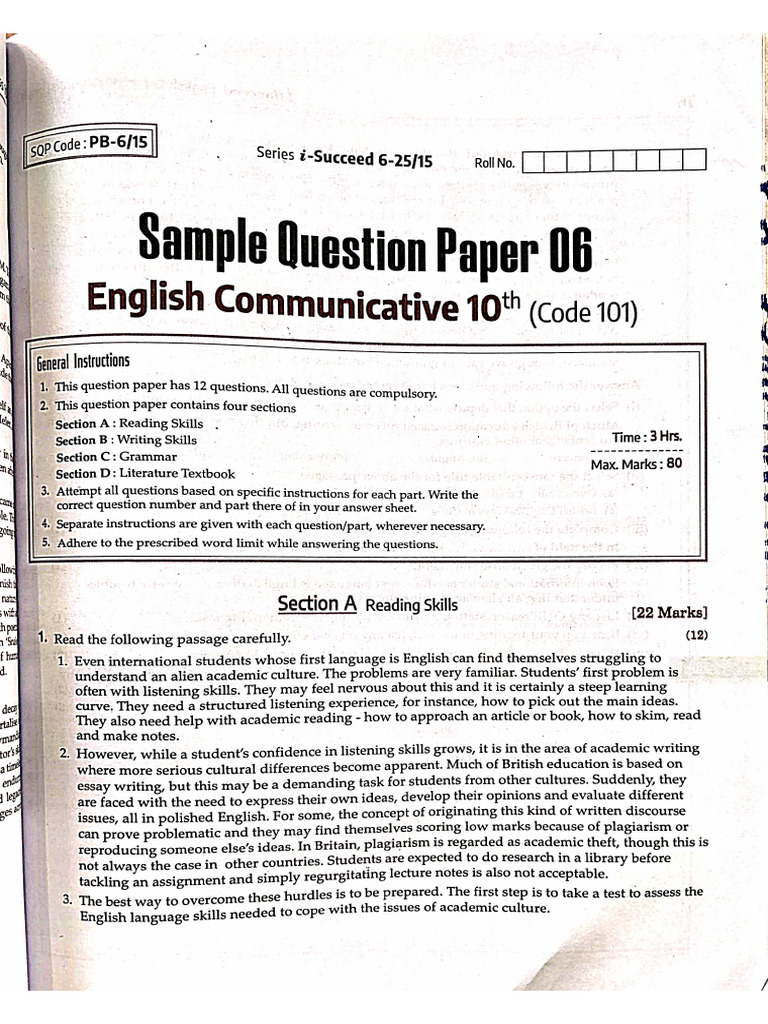 Sample Paper 3 | PDF