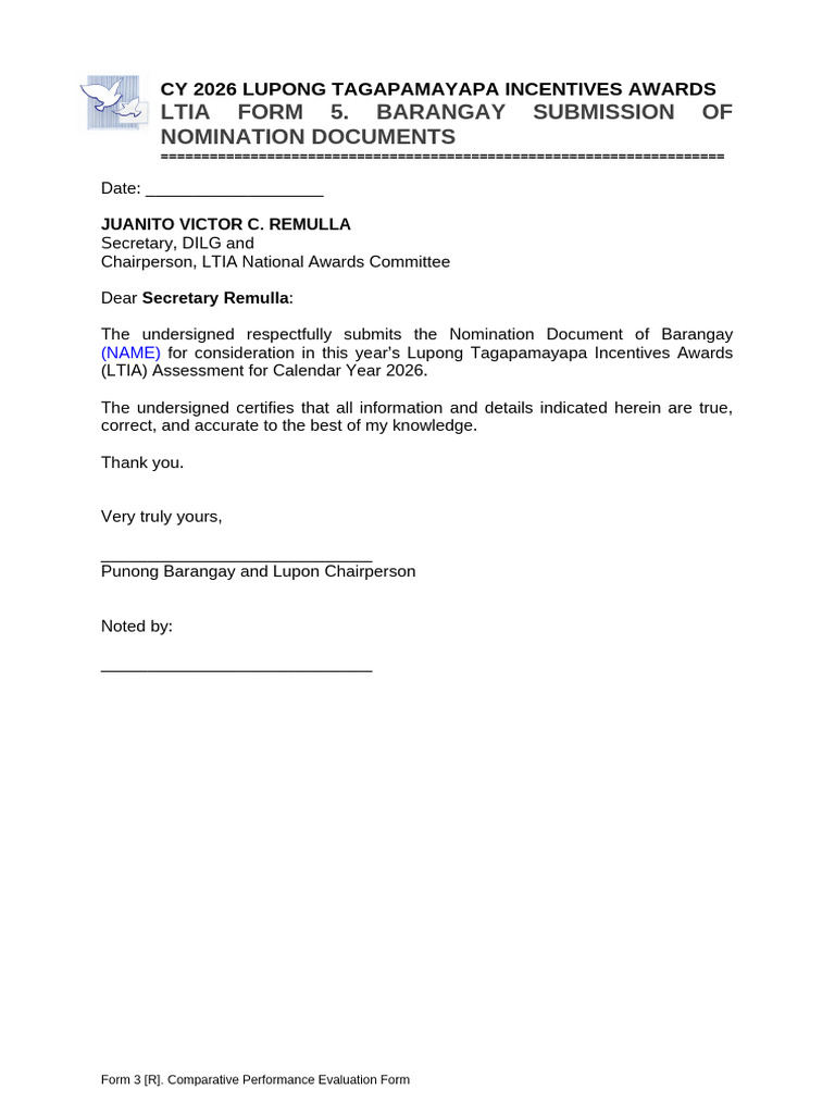 Form 5. Barangay Submission | PDF