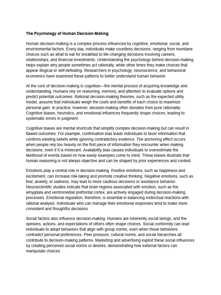 The Psychology of Human Decision-Making | PDF | Decision Making | Cognition