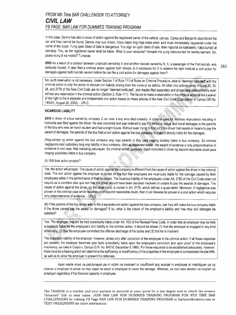 Civil Law - p6 | PDF | Legal Liability | Negligence