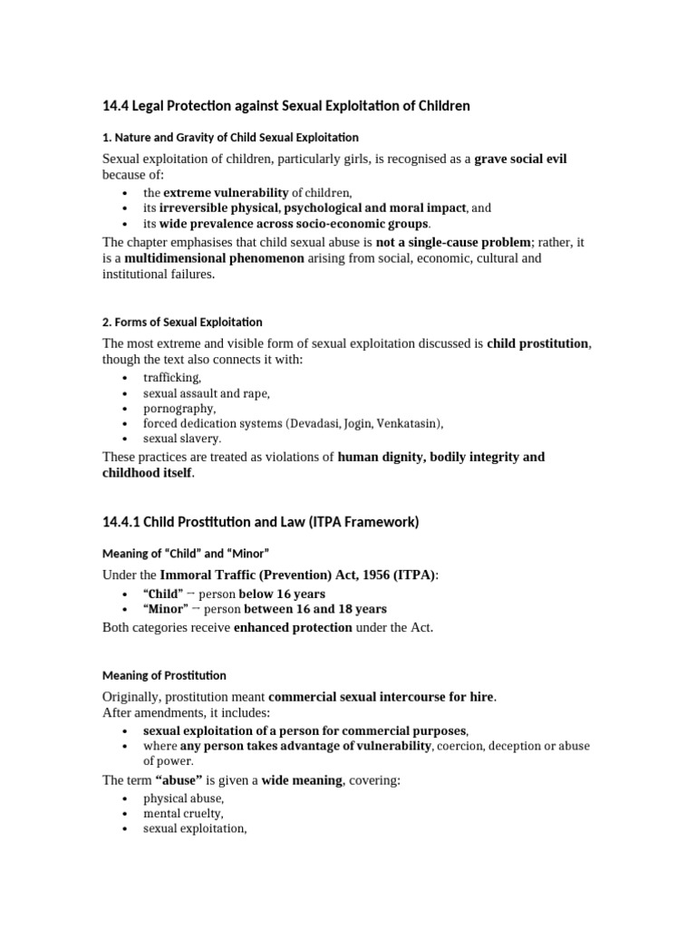 Legal Protection Against Sexual Exploitation of Children Social ...