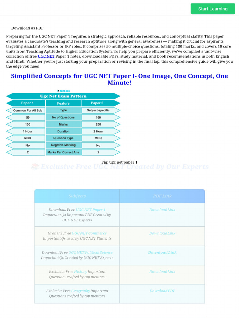 UGC NET Paper 1 Notes PDF & Unit-Wise Study Material | PDF