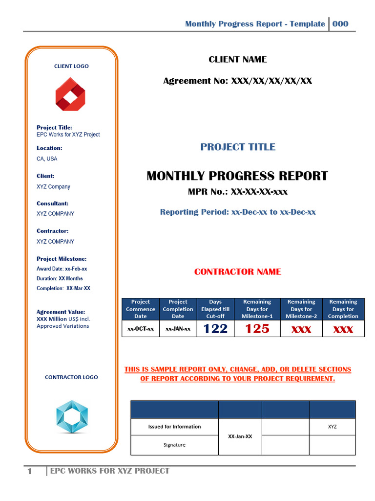 Monthly Progress Report Template | PDF