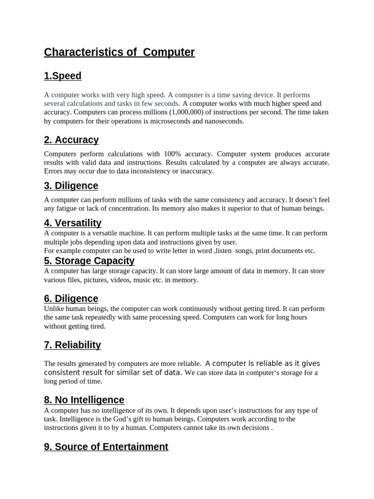 Characteristics of Computer | PDF | Computer Data Storage | Data